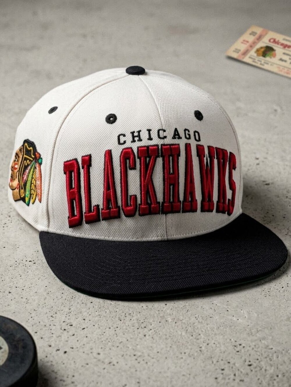Zephyr Chicago Blackhawks Snapback Hat Wool Blend Green Underbrim NHL Retro
